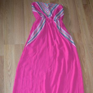 My Michelle hot pink embroidered maxi dress NWT Sz. XS